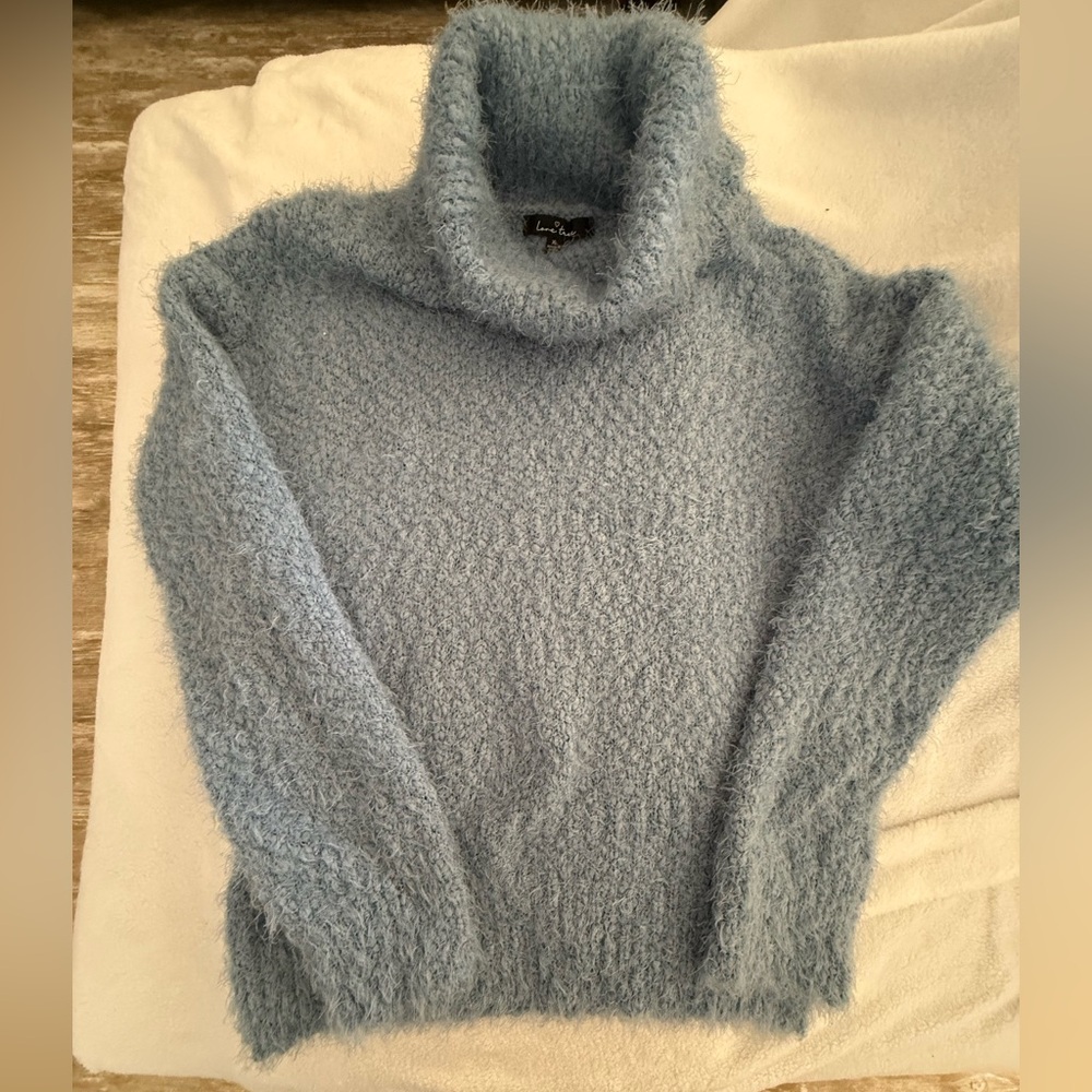 Love Tree Soft Blue Cowl Neck Sweater